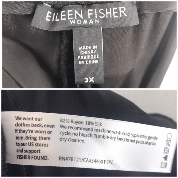 Eileen Fisher Woman Rayon Silk Velvet Pull-On Pants Pockets Black Plus Size 3X - Picture 11 of 13